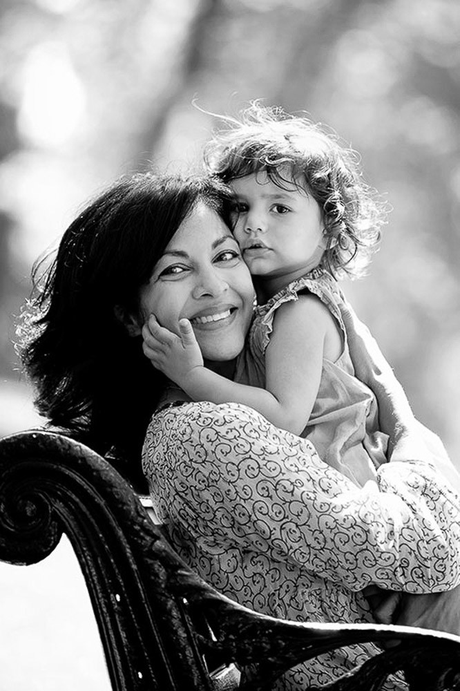 black and white portrait of mum and daughter Hyde Park London