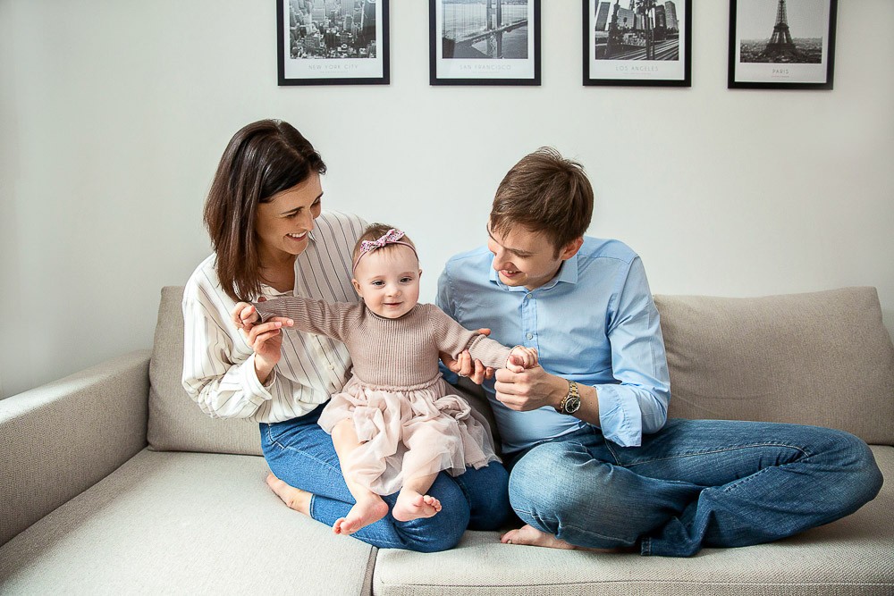 professional london family photoshoot with a baby at home
