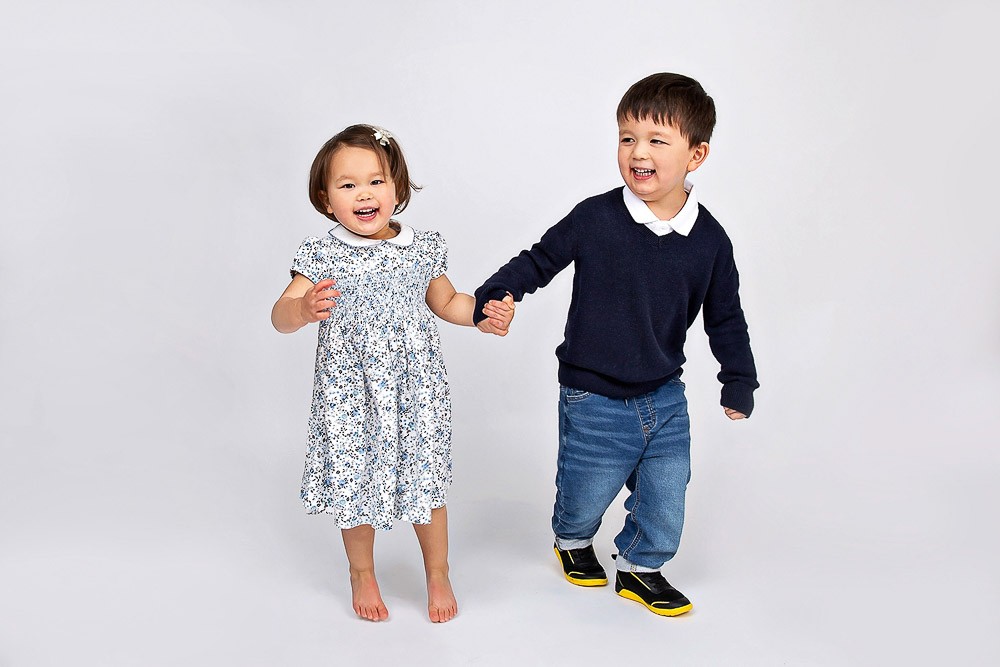 studio family photography with sibling brother and sister