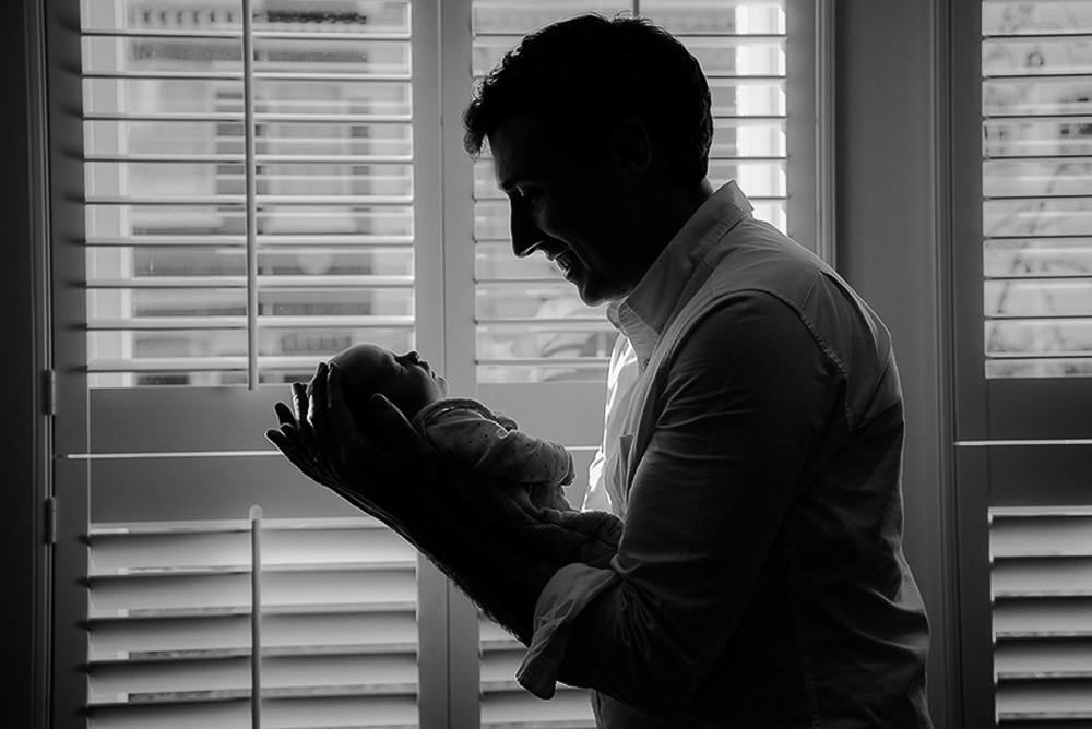 black and white newborn baby photoshoot at home london