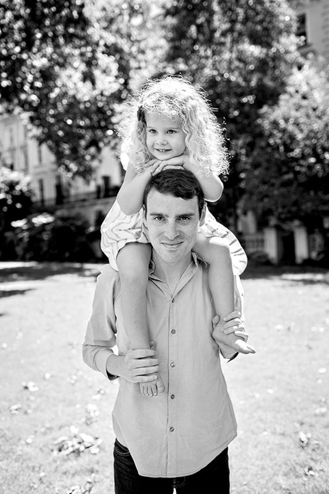 London Father's Day Photoshoot black and white portrait