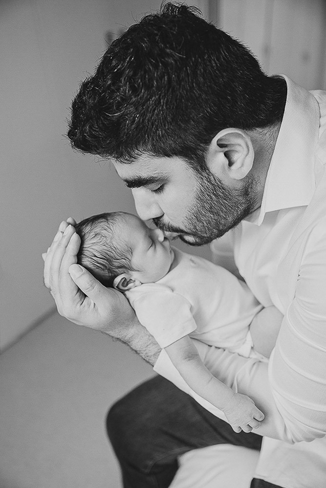 newborn baby son with dad portrait