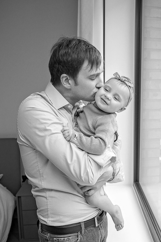 father and baby portrait at home london